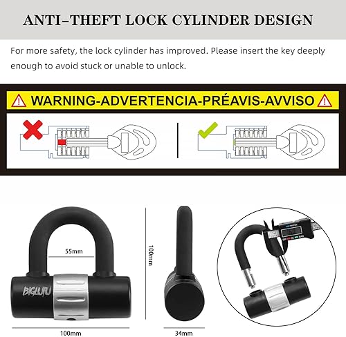 BIGLUFU Lucchetto Bici Catena Bicicletta Antifurto 120cm12mm,Con u lock e 4 tasti, Catena di Blocco Zinco Rinforzato Resistente, per Biciclette, Motocicli, Scooter, Cancelli (120cm 3kg) - Ysert