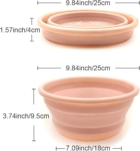 Bacinella pieghevole, lavabo pieghevole, lavabo rotondo pieghevole, cesto multiuso portatile, in silicone, per cucina, viaggi, campeggio, escursionismo (rosa, M) - Ysert