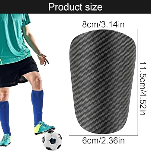Parastinchi da calcio,2 pezzi di parastinchi ultraleggeri in finta fibra di carbonio, parastinchi da calcio e inserti traspiranti (11,5 * 8 cm) - Ysert