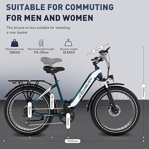 bicicletta elettrica, mountain bike con pneumatici grassi 26 * 4.0, motore brushless ad alta velocità da 250W, batteria integrata da 48V 13AH, bicicletta elettrica adatta agli adulti - Ysert