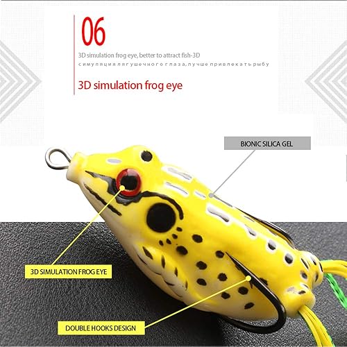 DONQL Topwater, Esche da Pesca de Rane, Kit di Esche Artificiali per la Pesca, 3D Esche da Pesca con Scatola per Attrezzi, per Pesce Gatto, Luccio, Pesce Persico, Spigola, Acqua Dolce o Salata - Ysert