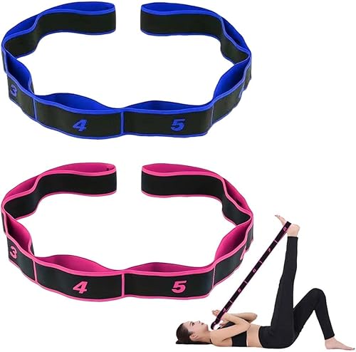 2 Pezzi Elastico Fasce di Resistenza, Yoga Stretching Band, Elastico Fasce di Resistenza per Pilates, Fitness, Stretching, Allenamento, Danza,Cinghia regolabile per yoga - Ysert