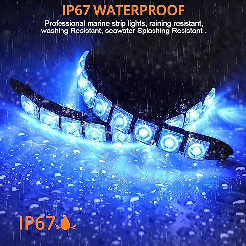 ALLOMN Luce di Navigazione per Barche, 2PCS 9W 12V 9 LED Lampada di Navigazione Subacquea per Barche Yacht Luce Bianca Blu Marine Luce IP67 Impermeabile Pieghevole, Forte Biadesivo, con Viti (Blu) - Ysert