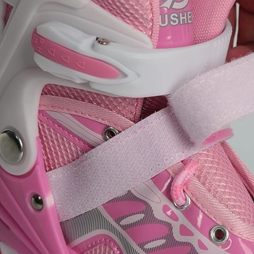 Pattini in linea/pattini Quad per bambini con/senza ruote luminose, misura regolabile da 31 a 38 comodi e traspiranti Inline-Skates Roller Skates per ragazze e ragazzi adolescenti principianti - Ysert