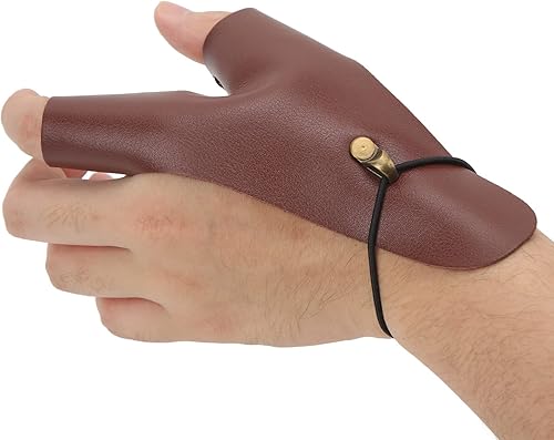 Protezione per Le Mani per Tiro con L'Arco, Guanto per Tiro con L'Arco Protezione per Le Mani con Arco, Guanto per Protezione per Le Mani Regolabile in Pelle PU per Tiro con L'Arco(Marrone) - Ysert