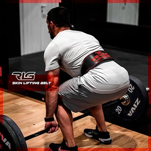 RL Grips® Cintura da Palestra in Pelle per Bodybuilding - Supporto Lombare Imbottito in Pelle per Sollevamento Pesi, Sollevamento Pesi Olimpico e Fitness - Ysert