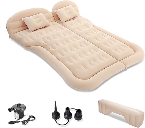 Ergocar Materassino Gonfiabile SUV MPV Floccaggio Materasso Letto per Auto con Pompa per Il Campeggio, Escursionismo, Piscina, Spiaggia, Viaggiare (Beige) - Ysert