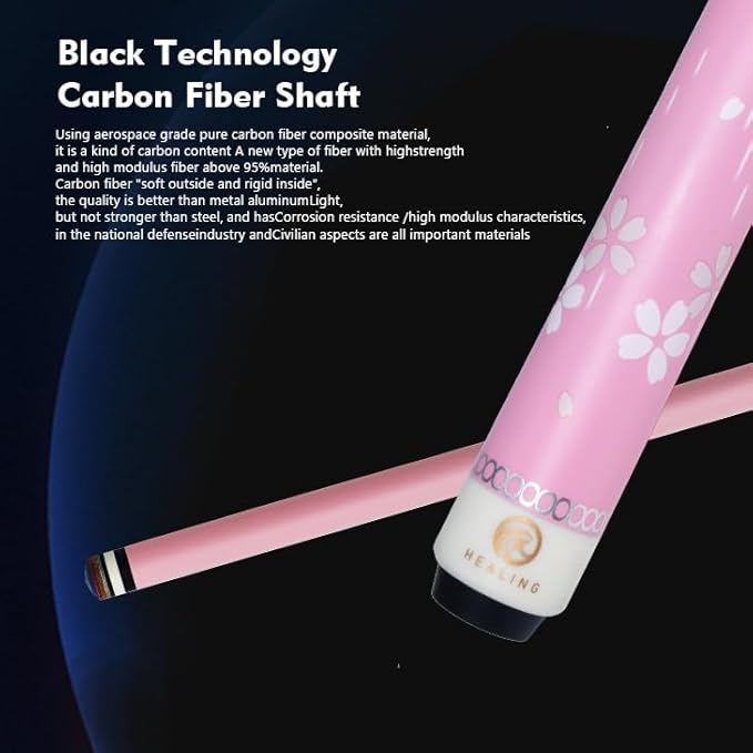 Stecca da Biliardo Professionale T700 in Fibra di Carbonio, Testa da 12,5 mm, 57,9” Per Giochi Con Otto e Nove Palle Nere - Ysert