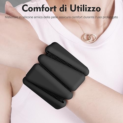 SUNYA Pesi da caviglia per donne e uomini - Set di 2 pesi da polso (2x0,45/0,5 kg) - Bracciale regolabile con pesi in silicone, perfetto per lo yoga e il pilates, la danza, la danza - Ysert