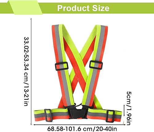 Gilet Catarifrangente Alta visibilità con Cinturini Regolabili, Perfetto per Ciclismo, Corsa e attività All'aperto, per Massima Sicurezza Notturna - Ysert