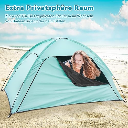 Tenda da Spiaggia, Tilenvi Parasole Spiaggia per 3-4 Persone, Protezione UV 80+ Tenda Mare Portatile, Istantanee Tende Familiari per Vacanza in Spiaggia Campeggio Pesca Picnic - Ysert