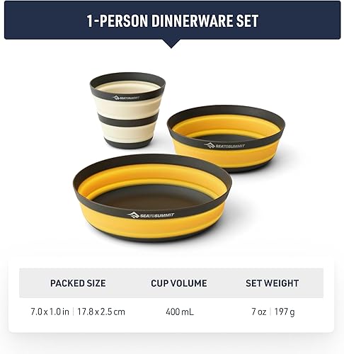 Sea to Summit Frontier Ultralight - Servizio di stoviglie pieghevole per 1 persona (ciotola media, ciotola grande, tazza) - Ysert