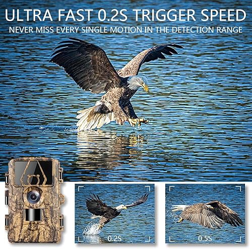 Fototrappola WiFi Bluetooth 8K 60MP, Fotocamera Caccia con Visione Notturna con APP, 120°Ampia Visuale Fototrappola Infrarossi Invisibili con Velocità di Trigger 0,2S, IP66, per la Fauna Selvatica - Ysert