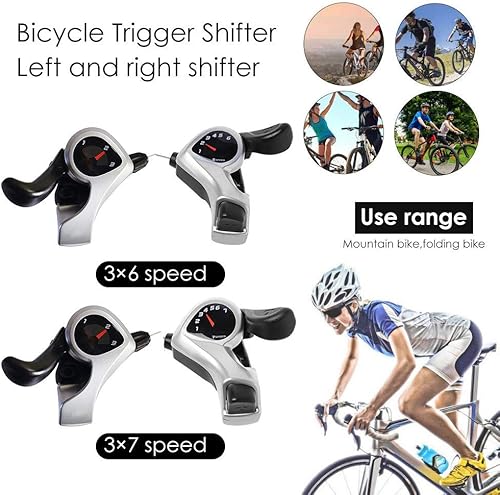 Set di leve del cambio per bicicletta, 3 x 6/7 velocità, accessori per mountain bike, bici da città, bici da strada, bici pieghevole (3 x 6 velocità) - Ysert