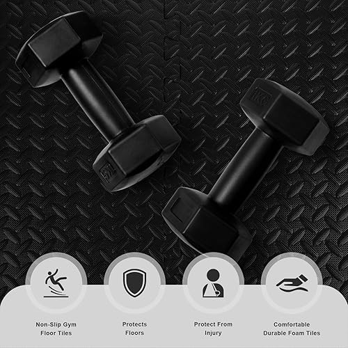 DOOHALO Tappetino per esercizi a puzzle, tappetino protettivo per palestra, 60 x 60 cm, cuscini in gomma antiscivolo, tappetini in schiuma EVA ad incastro per casa, fitness, sport, yoga, allenamento - Ysert