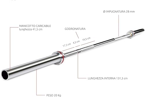 Bilanciere olimpico ATLANTIS - cm 220 (Carico Max 320 kg) Foro Olimpionico 50mm - Ysert