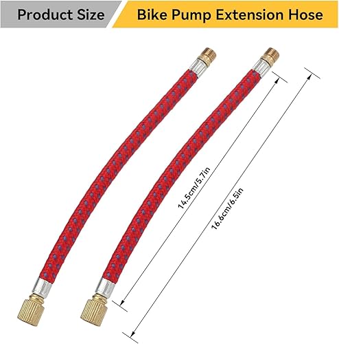Tubo di Prolunga per Pompa da Bici, 2 Pezzi 16,6 Cm/6,5 Pollici Tubo di Prolunga per Pompa da Bici Tubo di Gonfiaggio a Doppia Valvola in Nylon Rame per Pompa da Bici - Ysert