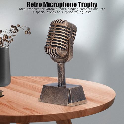 Trofeo Premio Musicale - Trofeo Microfono Decorativo in Resina Sintetica Ornamento da Tavolo per Gara di Canto Domestico Karaoke - Ysert