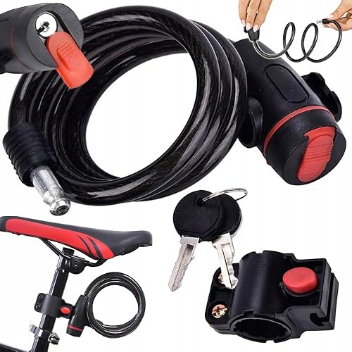 Lucchetto per bicicletta con serratura di sicurezza | Lucchetto antifurto con cavo 10 mm di spessore, cavo di sicurezza per bicicletta, moto, monopattino | acciaio con protezione in silicone (XL - 120 - Ysert