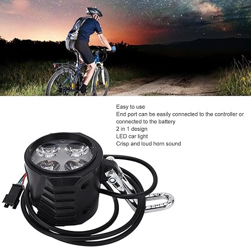 Il Faro Per Clacson Per Bici Elettrica Universale 2 in 1 Migliora La Tua Esperienza di Ciclismo con La Luce Anteriore Per Scooter Elettrico da 10 Pollici Adatta Per Bici E Scooter Elettrici da 12-72 V - Ysert