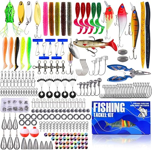 Esche da Pesca, Kit Pesca Mare, Set di Esche Artificiali per la Pesca Per Luccio, Persico, Trota, Sgombro, Merluzzo, Set di Accessori per la Pesca in Mare per Acqua Dolce e Salata - Ysert