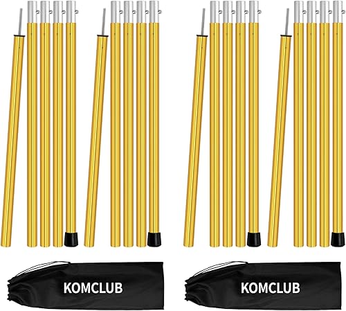 KOMCLUB Set di 4 aste telescopiche per tende in alluminio, per tende da campeggio, leggere, regolabili, per sport all'aria aperta, campeggio, 1,9 m (set da 4 pezzi) - Ysert