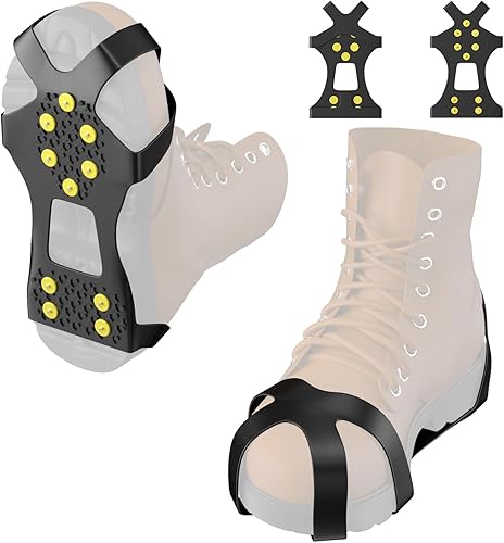 Ramponi Per Scarponi, Tacchetti Da Ghiaccio In Acciaio Inossidabile, Ice Tacchetti Trazione Antiscivolo Con 10 Borchie Neve Ghiaccio, Adatti Per Ghiaccio Escursionismo Campeggio Alpinismo - Ysert