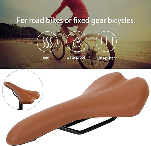 Sella per bici in pelle PU traspirante, per biciclette a scatto fisso(brown) - Ysert