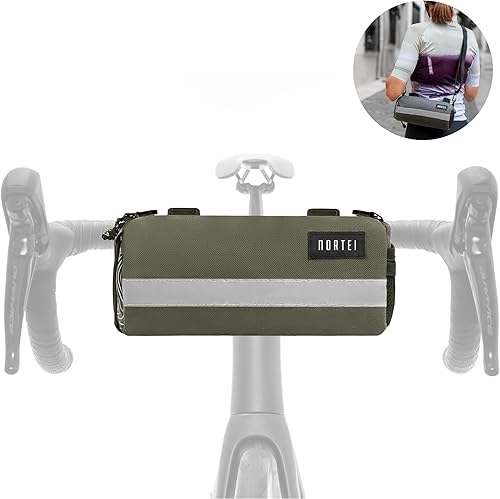 Borsa per manubrio bici da strada, ghiaia e BTT - Zaino Bikepackaging con tracolla rimovibile per spalla e cerniera impermeabile - 23 x 10 cm - 2 l (nero) - Ysert