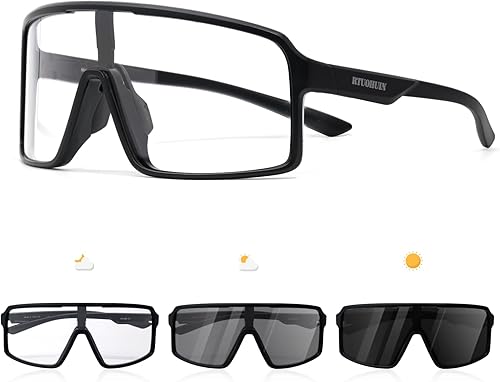 RTUOHUIN Occhiali da ciclismo fotocromatici per uomo e donna, occhiali da sole fotocromatici, protezione UV400, trasparenti, per bici da corsa, sport all'aria aperta TR90 - Ysert