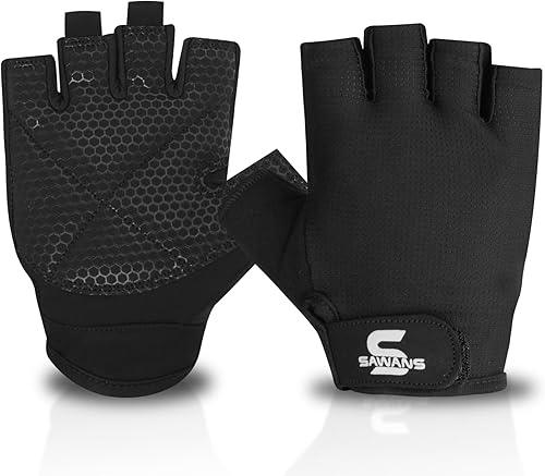 Guanti da palestra per allenamento pesi guanti da uomo e donna traspiranti antiscivolo in silicone imbottito palmo protezione per esercizi di allenamento a mezze dita pull up manubri ciclismo - Ysert