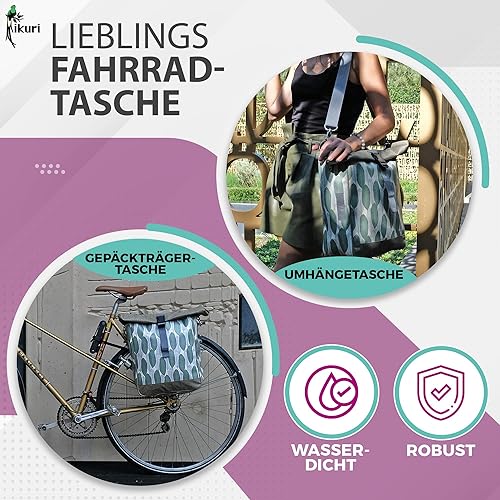 Borsa da bicicletta per portapacchi in tessuto vinilico stampato impermeabile con tracolla rimovibile, per donna, design a banana Leafs - Ysert