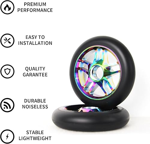 2 ruote per monopattino, ruota freestyle 100 mm, ruote di ricambio per monopattini, ruota monopattino con cuscinetti ABEC 9 per la maggior parte dei monopattini e monopattini - Ysert