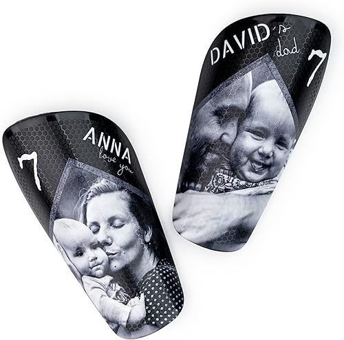 Wanapix | Parastinchi da Calcio Personalizzati per Bambini | Finitura Premium e Texture Esagonale | Con Foto, Nome e Numero| Protezione Completa - Ysert