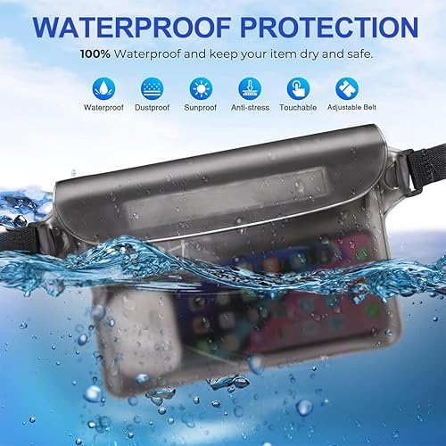 2 Pezzi Borsa Impermeabile, Marsupio Impermeabile con Tripla Protezione, IPX8 Impermeabile Custodia, con Schermo Touch e Cintura Regolabile, per Mare,Subacqueo, Spiaggia, Barca, Cellulare - Ysert