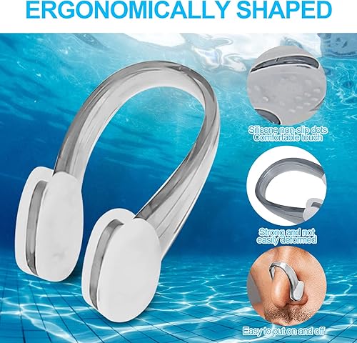 Clip per naso nuoto, 6 pezzi, in silicone, impermeabili, per nuotare e nuotare professionisti - Ysert