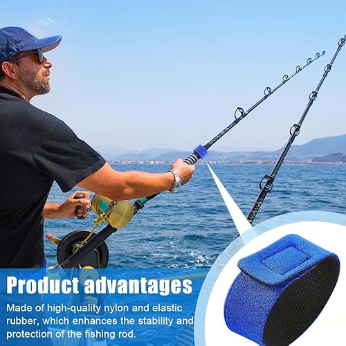 EIHI12 pezzi cinghie elastiche per canne da pesca cinghie elastiche regolabili per fissare canne da spinning, canne da alimentazione, protezioni per canne (rosso blu) - Ysert
