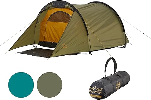 GRAND CANYON Robson 2, tenda a tunnel per 2 persone, impermeabile, molto spazio e spazio di archiviazione, buona ventilazione, tenda per trekking, campeggio, attività all'aperto - Ysert