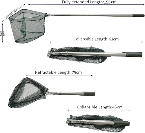 Retino da Pesca Pieghevole Estensibile,Guadino per Pesca Telescopico 205cm,in Acciaio Inossidabile Manico Estendi la Lunghezza Durevole,per pesca di uccelli,acquario,oggetti galleggianti - Ysert