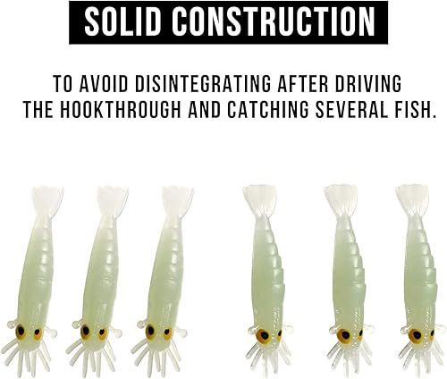 QualyQualy Esche artificiali in silicone Gamberetto Esca Artificiale Pesca Luminosi Gamberetto finto pesca Morbido esche da pesca per trota, acqua salata/acqua dolce - Ysert