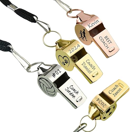 Fischietto for Allenatori in Acciaio Inossidabile Personalizzato, Fischietto Sportivo Personalizzato, Fischietto con Testo Personalizzato, Regali for Arbitri - Ysert