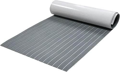 EVA Teak Sintetico Marino Pavimenti,240 * 90 * 0.6cm schiuma Tappetino per Barca Tappeto antiscivolo con retro adesivo per barche e kayak, RV, decorazioni per yacht,ecc (Grigio chiaro su bianco) - Ysert