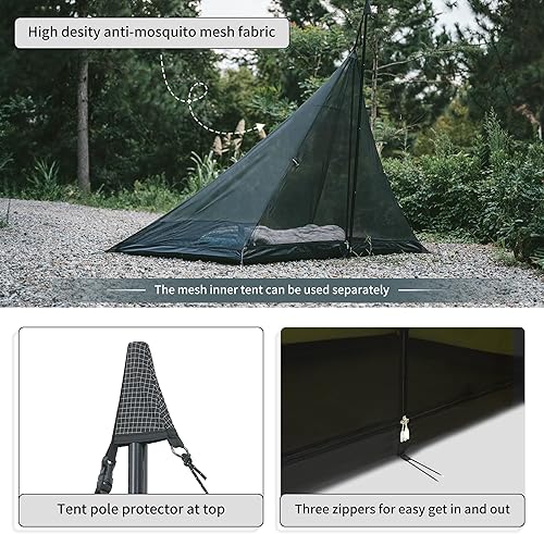 Naturehike Tenda Tipi Tende a cresta 3-4 Persone Tenda indiana Impermeabile Antivento Facile da montare Tenda a Piramide per il Campeggio all'aperto Famiglie - Ysert