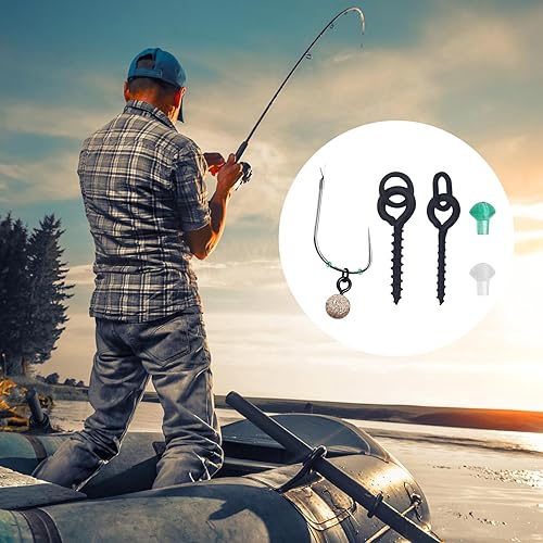 40 Pezzi Gancio Ferma Perline con Gambo in Gomma con 20 Pezzi Viti Esche da Pesca, Gancio Ferma Carpe per la Pesca - Ysert
