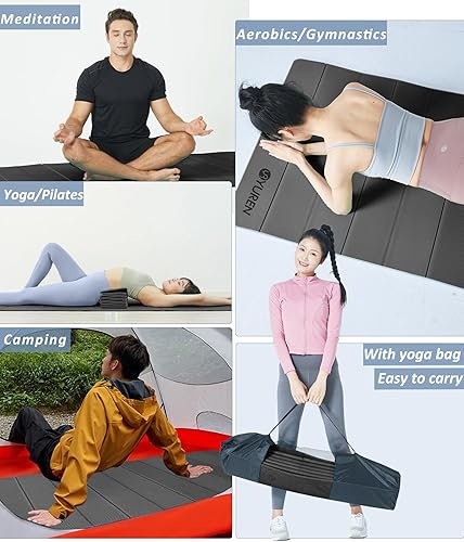 Tappetino Yoga Pieghevole 195×90cm TPE 10mm Spesso Tappetino Palestra Antiscivolo per Casa Tappetino Pilates Impacchettabile per L'allenamento Campeggio Viaggio - Ysert