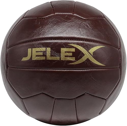JELEX Oldschool Vintage Calcio - Taglia 5, design retrò in robusta pelle PU, durevole e resistente, alta qualità di volo e salto - Ysert