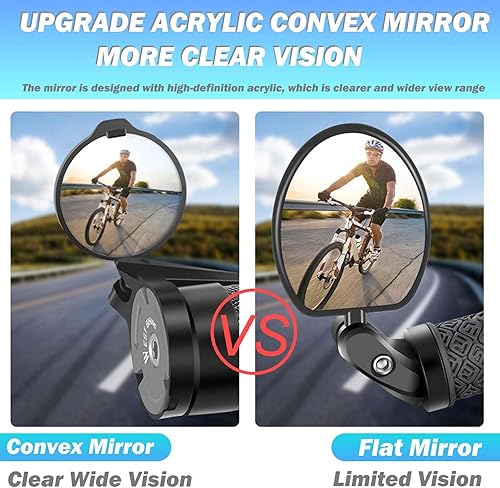 Specchietto bicicletta, Mini 360 ° Regolabile Specchietto Retrovisore Pieghevole Convessa Specchietto Per Bicicletta Mountain Bike Corsa Ciclismo Bici - Ysert