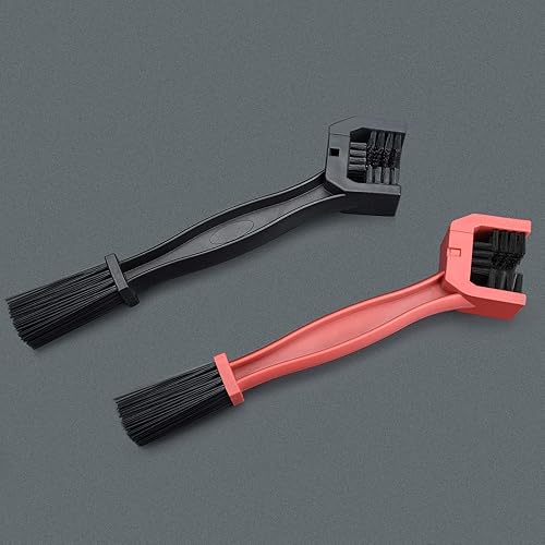 2pcs Bicicleta Motocicleta Cepillos de cadena Cepillo de bicicleta Cepillo de limpieza de cadena de bicicleta multifuncional -26cm Negro y rojo - Ysert