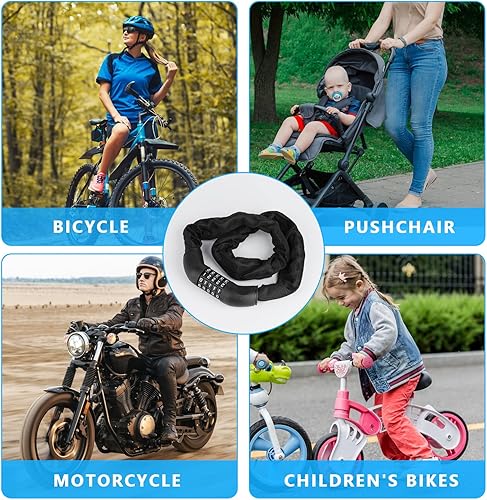 Fahrradschloss Hohe Sicherheit, Zahlenschloss Fahrradschloss mit Zahlencode 5 Stellig Kombination, Anti-Diebstahl Kettenschloss Fahrradkette Schloss für e Scooter e Bike Schloss, Lucchetti per bicicle - Ysert