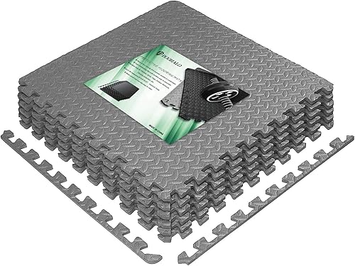 DOOHALO Tappetino per esercizi a puzzle, tappetino protettivo per palestra, 60 x 60 cm, cuscini in gomma antiscivolo, tappetini in schiuma EVA ad incastro per casa, fitness, sport, yoga, allenamento - Ysert